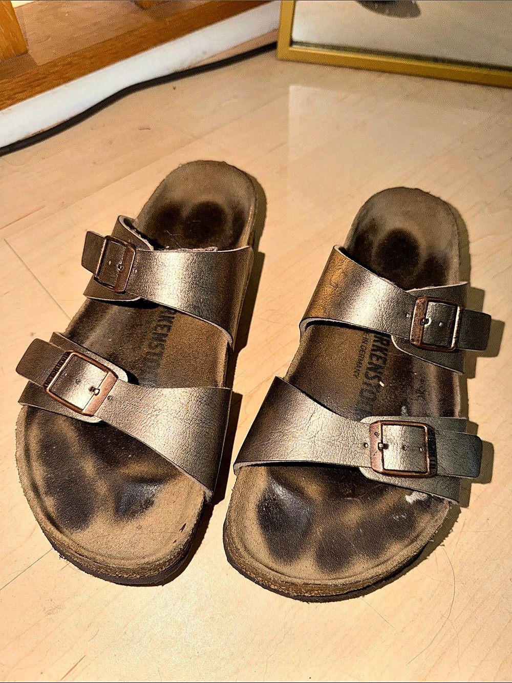 Birkenstock Arizona Metallic Copper Sandals Brown Size 37